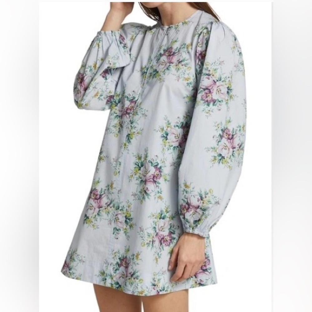 Ganni floral dress. NWT. Size 8. Pretty blue floral!